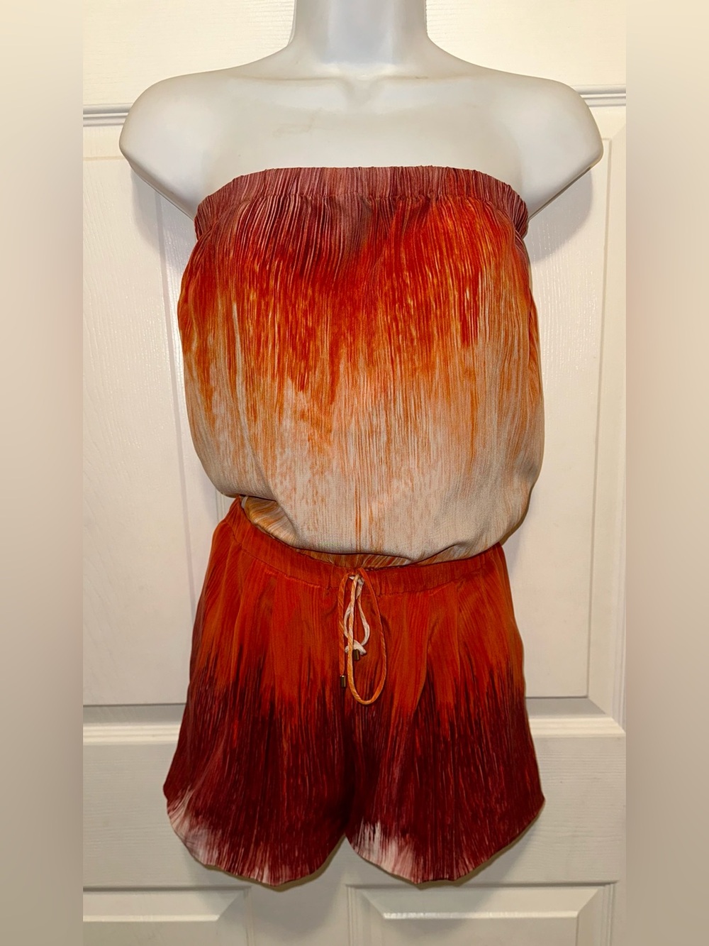 Haute Hippie Red-Orange Strapless Romper